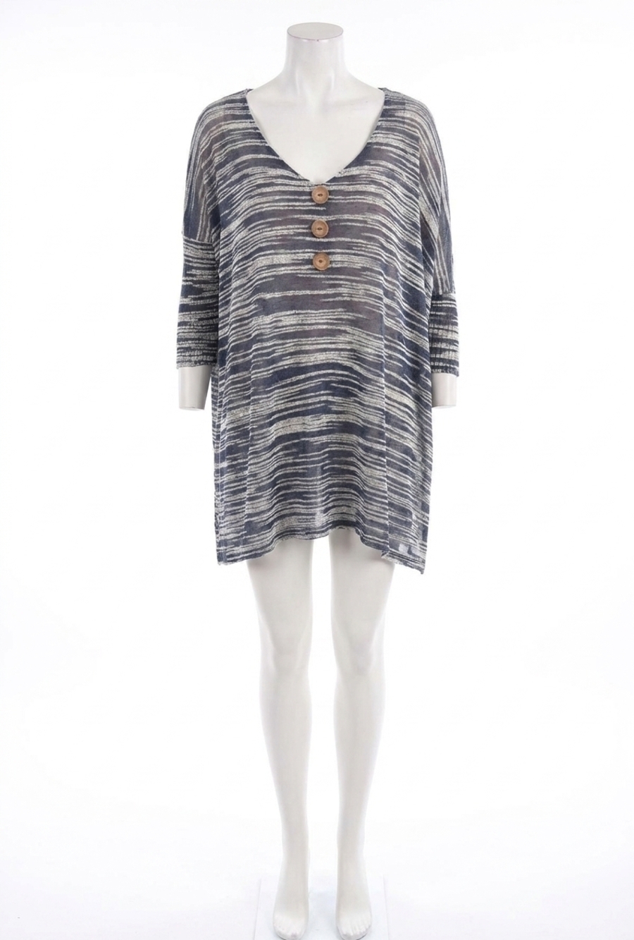 NEW ANGEL 3/4 sleeve v-neck tunic in denim